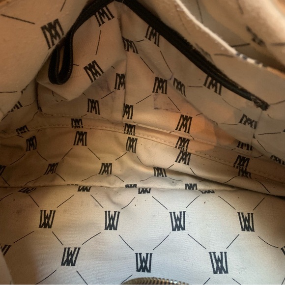 Antonio Melani Italian Pebbled Leather Chain Links Black Tote Shoulder Bag - Picture 5 of 13